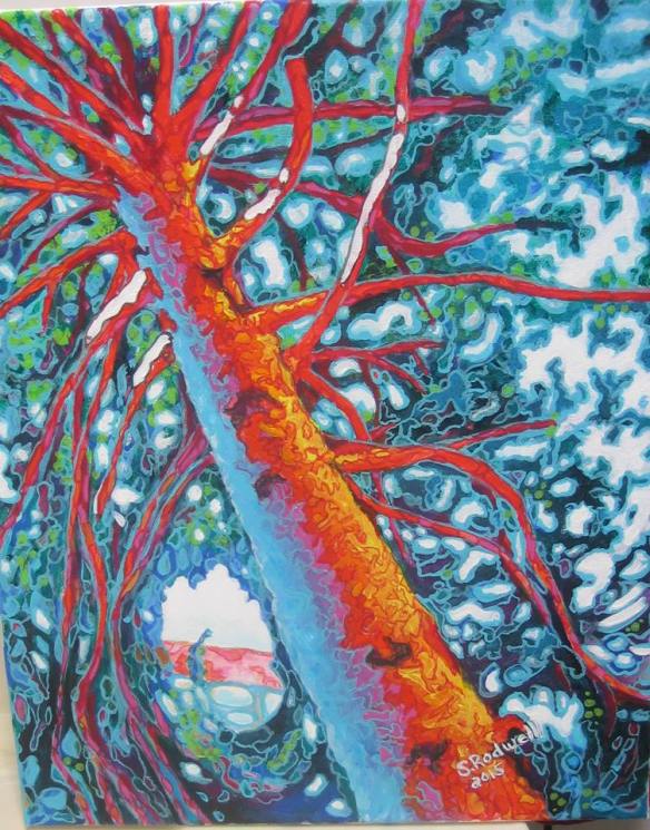 "In The Courtyard" acrylic on canvas 16" x 20" by Sandra Rodwell, 2015 $475