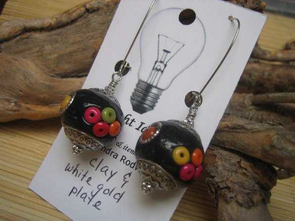 clay bead with white gold plate