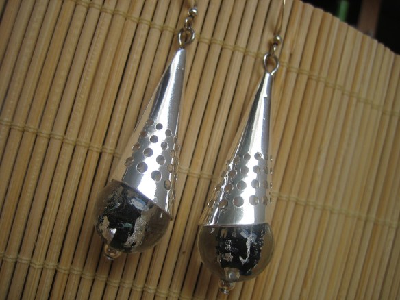 lampworked glass with sterling silver plate