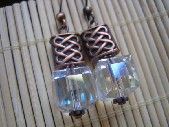 crystal and copper earrings