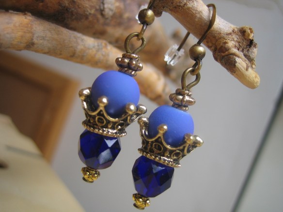 crystal, brass and glass earrings