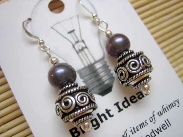 freshwater pearls and Bali silver with sterling silver plated earwires