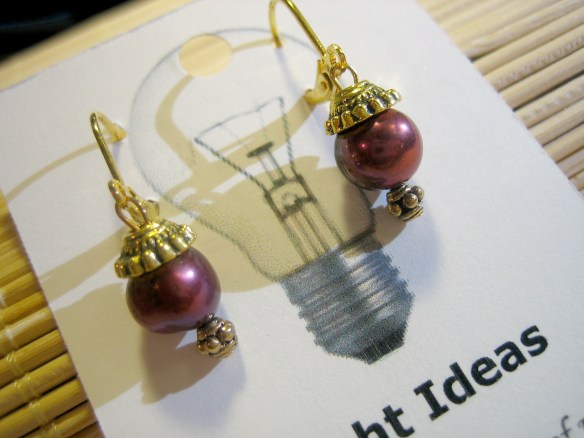 freshwater pearl and brass earrings with 18K gold plated earwires